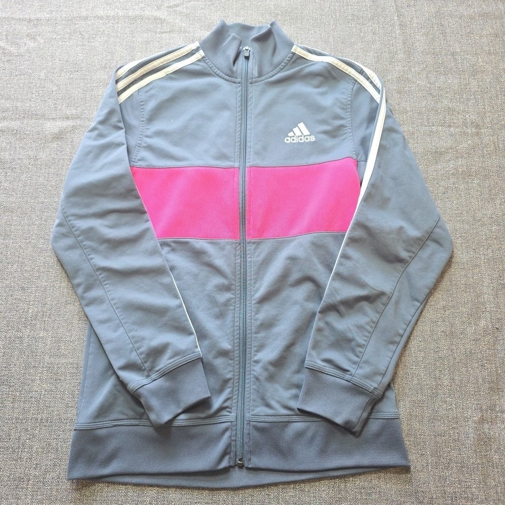 Adidas Jacket Womens Full Zip Size Small Pink Gray Light Weight